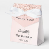 Verjaardag roos goudblush sparkles naam dank u bedankdoosjes (Voorkant Zijde)