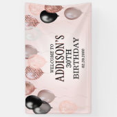 Verjaardag Roos gouden ballonnen Spandoek (Verticaal)