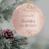 Verjaardag roos gouden blush naam keramisch ornament