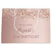 Verjaardag roos gouden blush roze naam groot cadeauzakje (Voorkant)