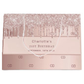 Verjaardag roos gouden druppels monogram patroon groot cadeauzakje (Voorkant)