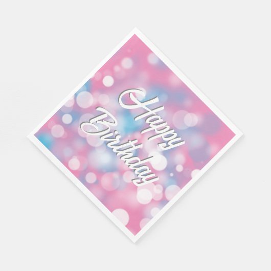 Verjaardag Roze en Aqua Bokeh Party Lights Servet (Hoek)