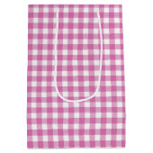 Verjaardag Roze en Witte Gingham Medium Cadeauzakje (Achterkant)