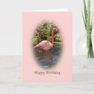 Verjaardag, roze flamingo Kaart