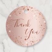 Verjaardag roze gouden glitterspul bedankt bedankjes labels (Voorkant)