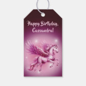 Verjaardag Roze Pegasus Fantasy Design Cadeaulabel (Voorkant)