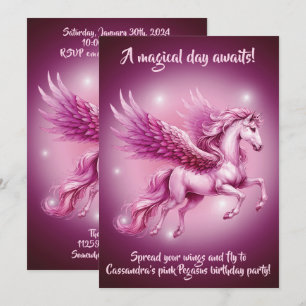 Verjaardag Roze Pegasus Fantasy Design Kaart