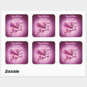 Verjaardag Roze Pegasus Fantasy Design Vierkante Sticker (Vel)