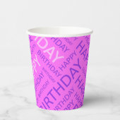 Verjaardag roze typografie voeg naam toe papieren bekers (Links)