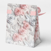 Verjaardag roze witte bloemen bedankdoosjes (Achterkant)