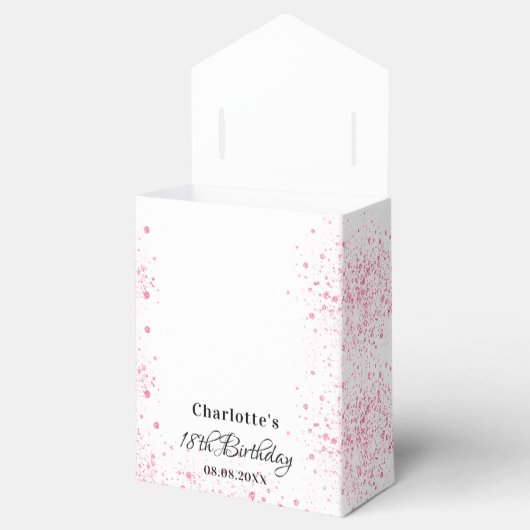 Verjaardag roze witte glitter dank u bedankdoosjes (Geopend)