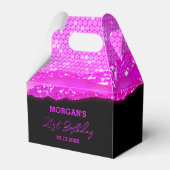 Verjaardag Roze Zwarte Glitter Naam Dank u Bedankdoosjes (Voorkant Zijde)