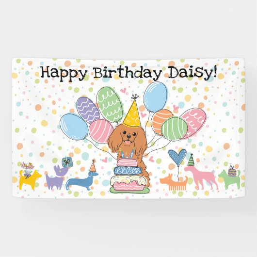 Verjaardag Ruby Cavalier King Charles Spaniel Spandoek (Horizontaal)