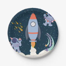 Verjaardag ruimteavontuur met raket en astronaut