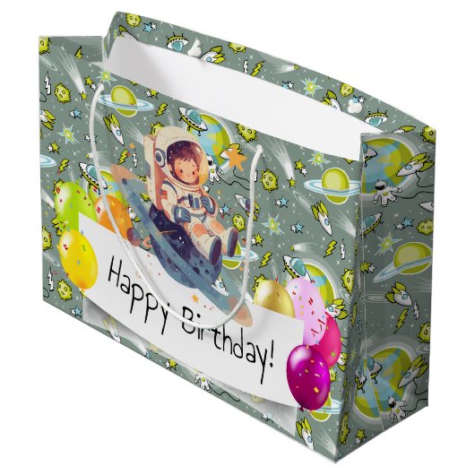 Verjaardag ruimtetijd groot cadeauzakje (Achterkant Gekanteld)