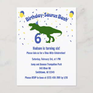 "Verjaardag-Saurus" Dinosaurus Verjaardagsfeest vo Uitnodiging Briefkaart