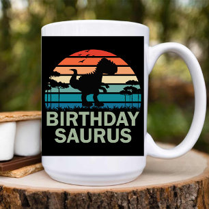 Verjaardag Saurus Retro  Dinosaurus kinder Tweekleurige Koffiemok