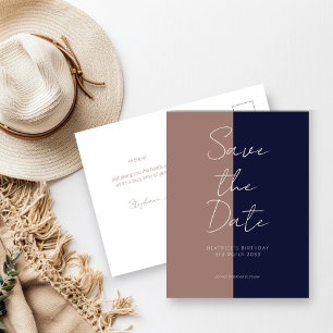 Verjaardag Save the Date Kaart Mocha & Navy