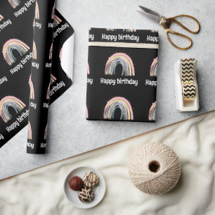 Verjaardag schattig goud Regenboog sterren Pastel Cadeaupapier