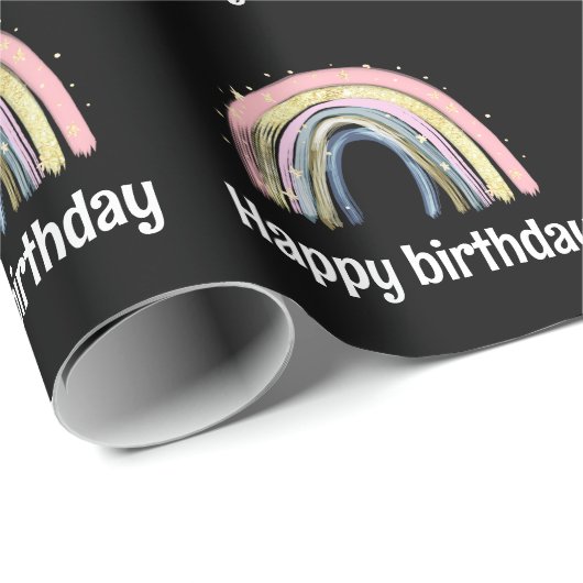 Verjaardag schattig goud Regenboog sterren Pastel Cadeaupapier (Rol Hoek)