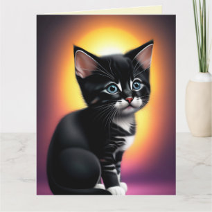 VERJAARDAG SCHATTIGEE KAT KITTEN ART WENSKAART KAART