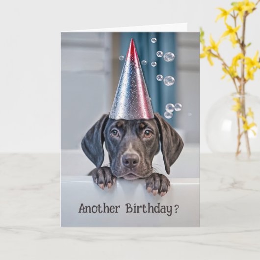 Verjaardag Schattigee Korthaar Pointer Puppy met f Kaart (Gele Bloem)