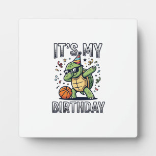 Verjaardag Schildpad Basketbal Feest Vector Ontwer Fotoplaat