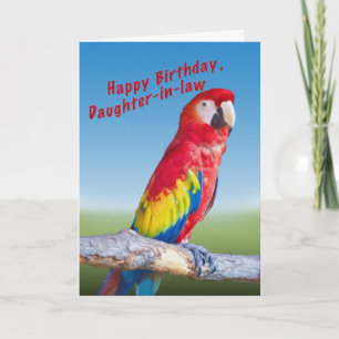 Verjaardag, schoondochter, Macaw Parrot Kaart