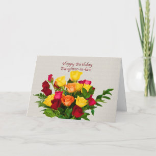 Verjaardag, schoondochter, Rose Bouquet Kaart