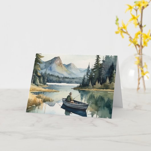 Verjaardag schoonzoon Gevist op meer in boot Kaart (Gele Bloem)