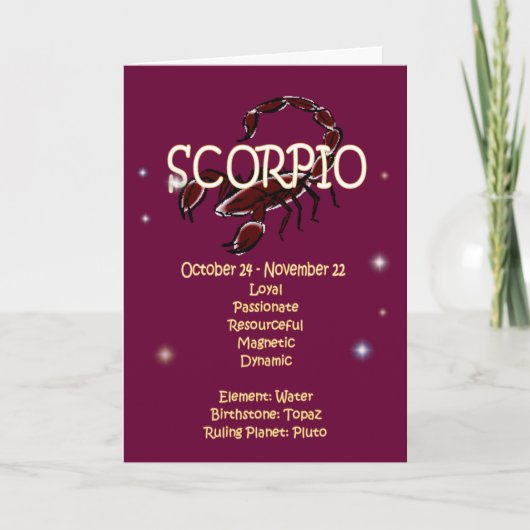 Verjaardag Scorpio Zodiac Kaart (Voorkant)