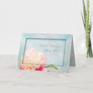 Verjaardag Secret Pal - Pioenroos - Bloemen Kaart