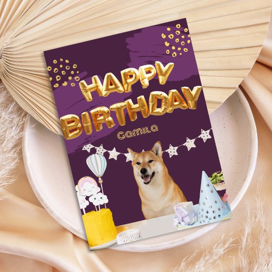 Verjaardag Shiba Inu Balloons Kaart