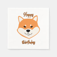 Verjaardag Shiba Inu Originele 3 Laags Servetten