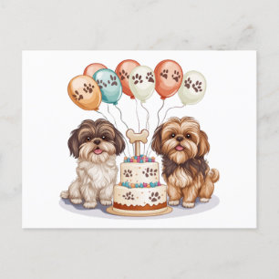 Verjaardag Shih Tzu Honden Verjaardagstaart Briefkaart