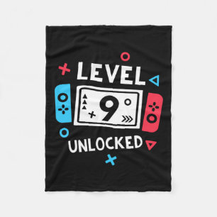 Verjaardag Shirt Jongen Level 9 Ontgrendeld Videos Fleece Deken