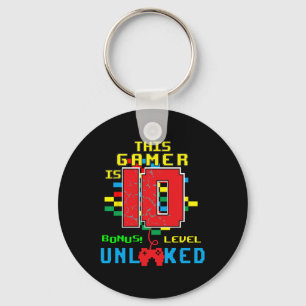 Verjaardag Shirt Video Game Unlocked Level 10 jaar Sleutelhanger