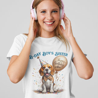 Verjaardag Sister Beagle Hondenballon Custom Tri-Blend Shirt