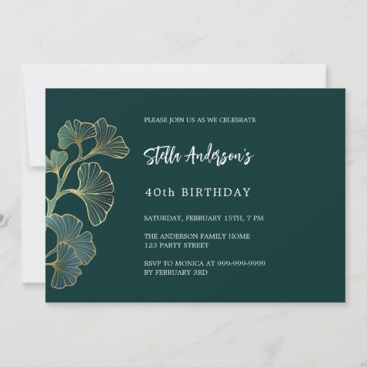 Verjaardag smaragd groen groen script elegant kaart (Voorkant)