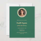 Verjaardag smaragdgroene diamant foto uitnodiging (Voorkant)