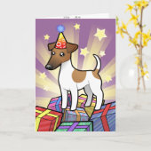 Verjaardag Smooth Fox Terrier Kaart (Gele Bloem)