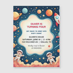 Verjaardag Space Boy Astronaut Magnetische Kaart