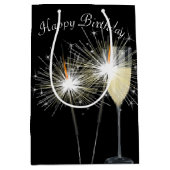Verjaardag Sparkler met wijn Medium Cadeauzakje (Voorkant)