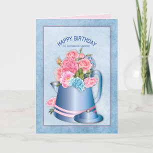 Verjaardag speciaal iemand Retro koffiepot/bloemen Kaart