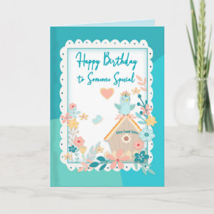 Verjaardag, Special, Waterverf Birds & Flowers Kaart