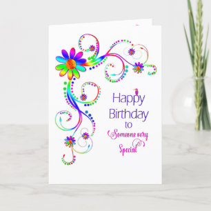 Verjaardag, Speciale Dame Abstract Floral-Vivid Kaart