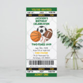 Verjaardag Sport Thema Ticket Stub Uitnodiging (Staand voorkant)