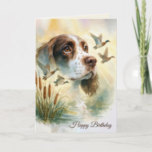Verjaardag Springer Spaniel Hond met Cattails Kaart