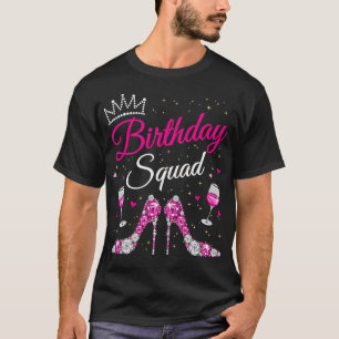 Verjaardag Squad Diva Squad Crown Hearts High Heel T-shirt