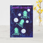 Verjaardag Squid Triplets & Bubbles Kaart (Gele Bloem)